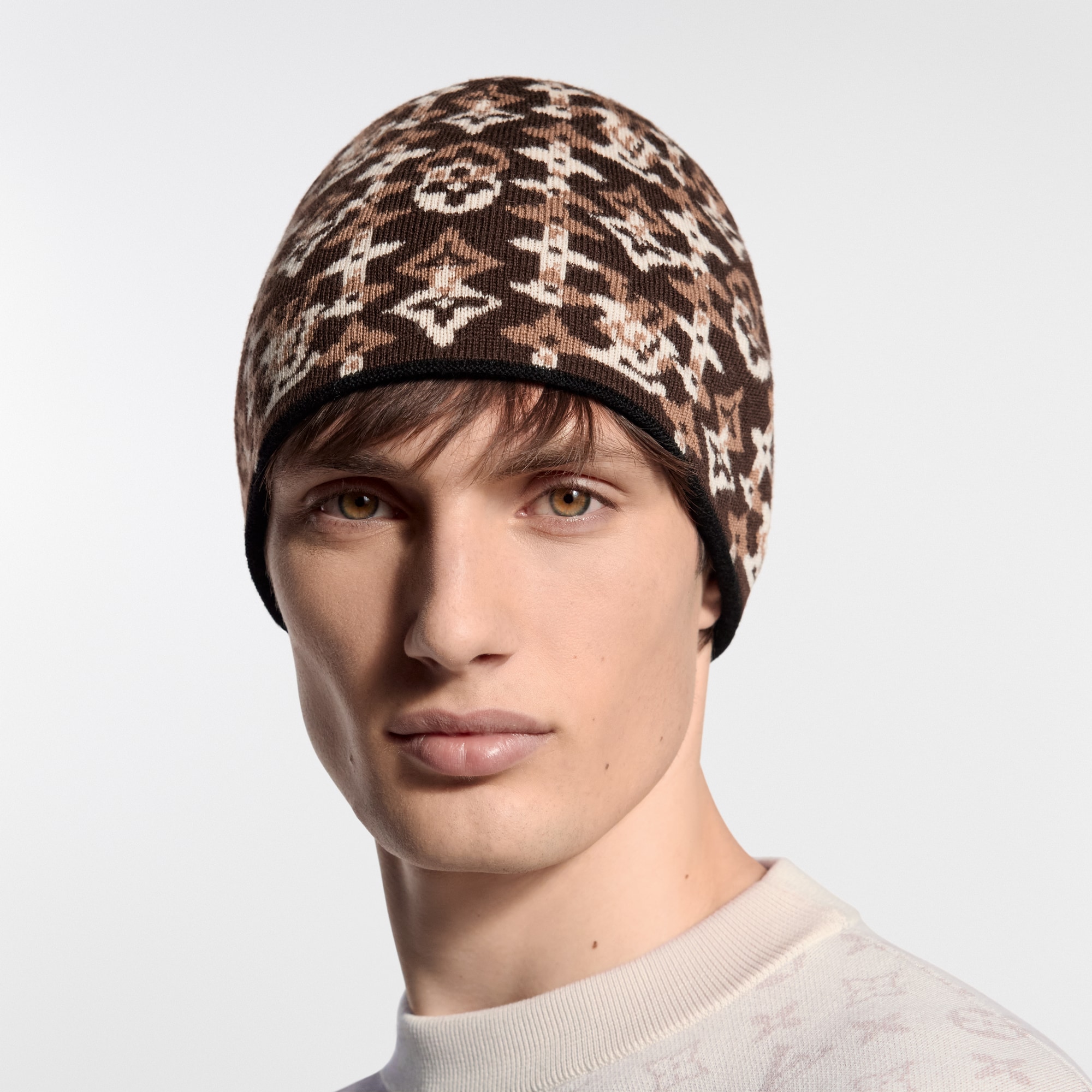 LV Fit Monogram Overlap Beanie - Luxury S00 Brown | LOUIS VUITTON